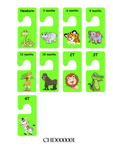 Baby clothes closet dividers. Safari animals themed lion, crocodile, zebra, hippo, snake, tiger