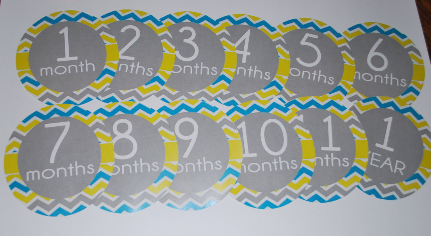 Monthly baby stickers. Onesie month stickers.