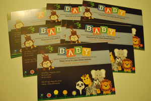 Baby shower invitations animals themed Personalized for any event with your details.