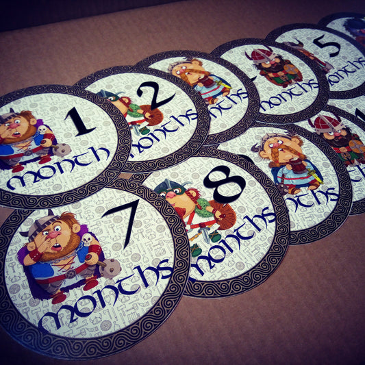 Vikings themed monthly bodysuit baby stickers