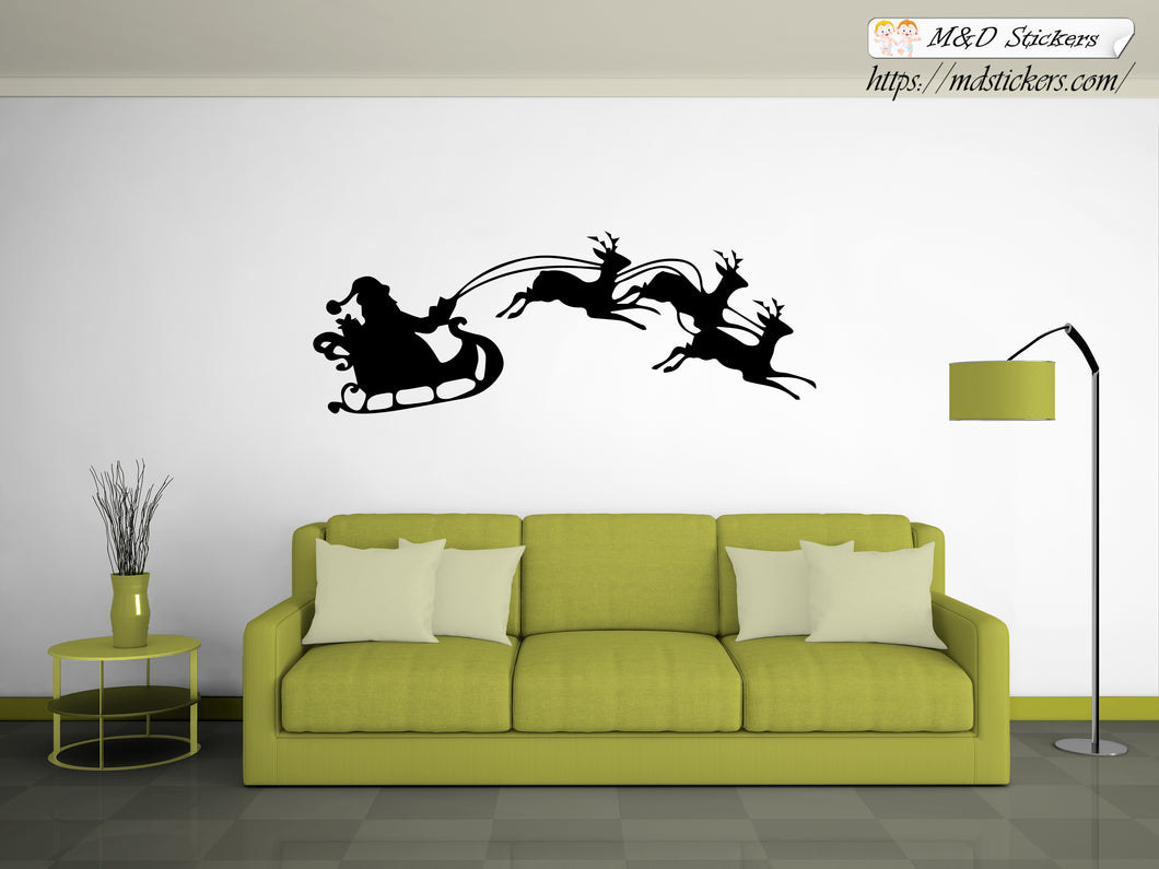 Wall Stickers Vinyl Decal Santa sleigh