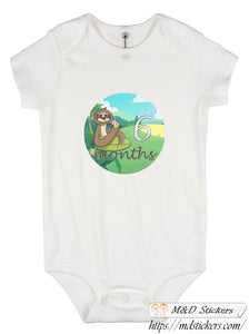 Monthly baby stickers. Sloth themed Unisex onesie belly month stickers.