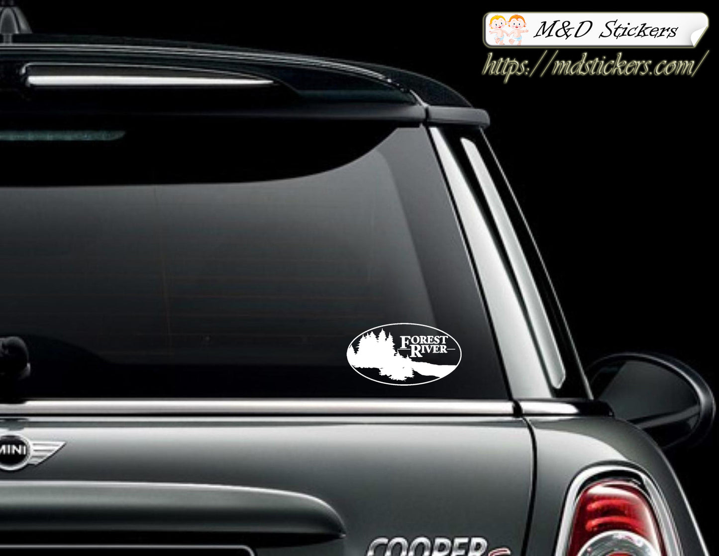 2x Forest River RV Trailers Logo Vinyl Decal Sticker Different colors & size for Cars/Bikes/Windows