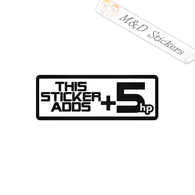 2x This sticker adds Plus 5 HP Vinyl Decal Sticker Different colors & size for Cars/Bikes/Windows