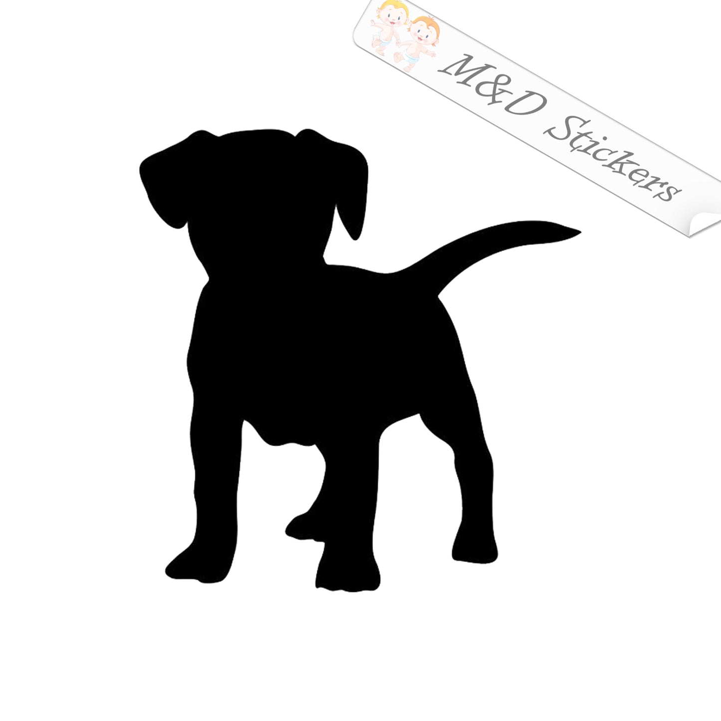 2x Puppy Silhouette Vinyl Decal Sticker Different colors & size for Cars/Bikes/Windows