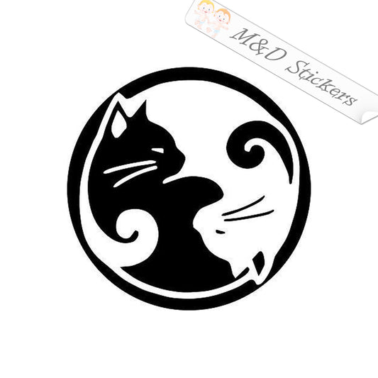 2x Cat Yin Yang Vinyl Decal Sticker Different colors & size for Cars/Bikes/Windows