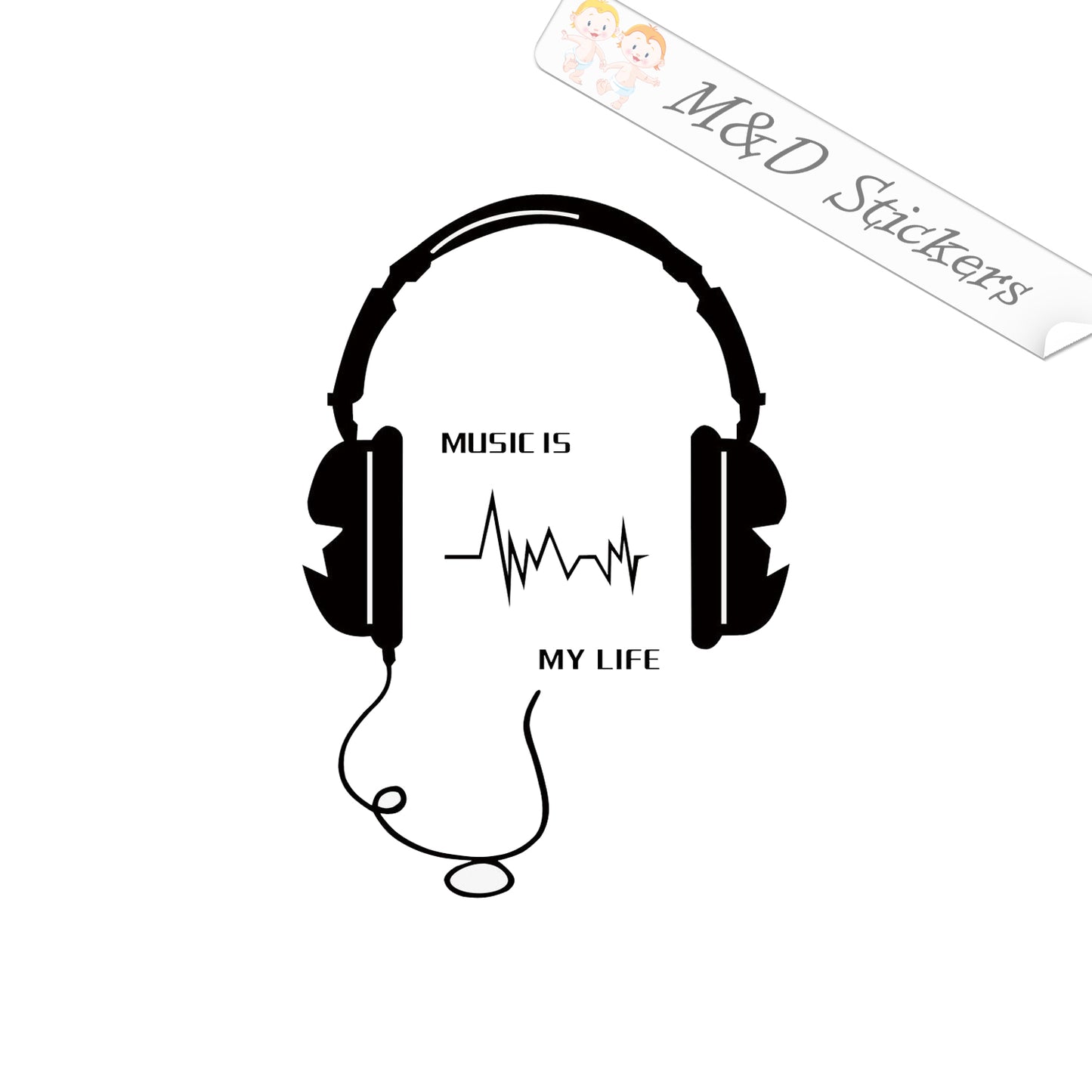2x Music is my life Vinyl Decal Sticker Different colors & size for Cars/Bikes/Windows