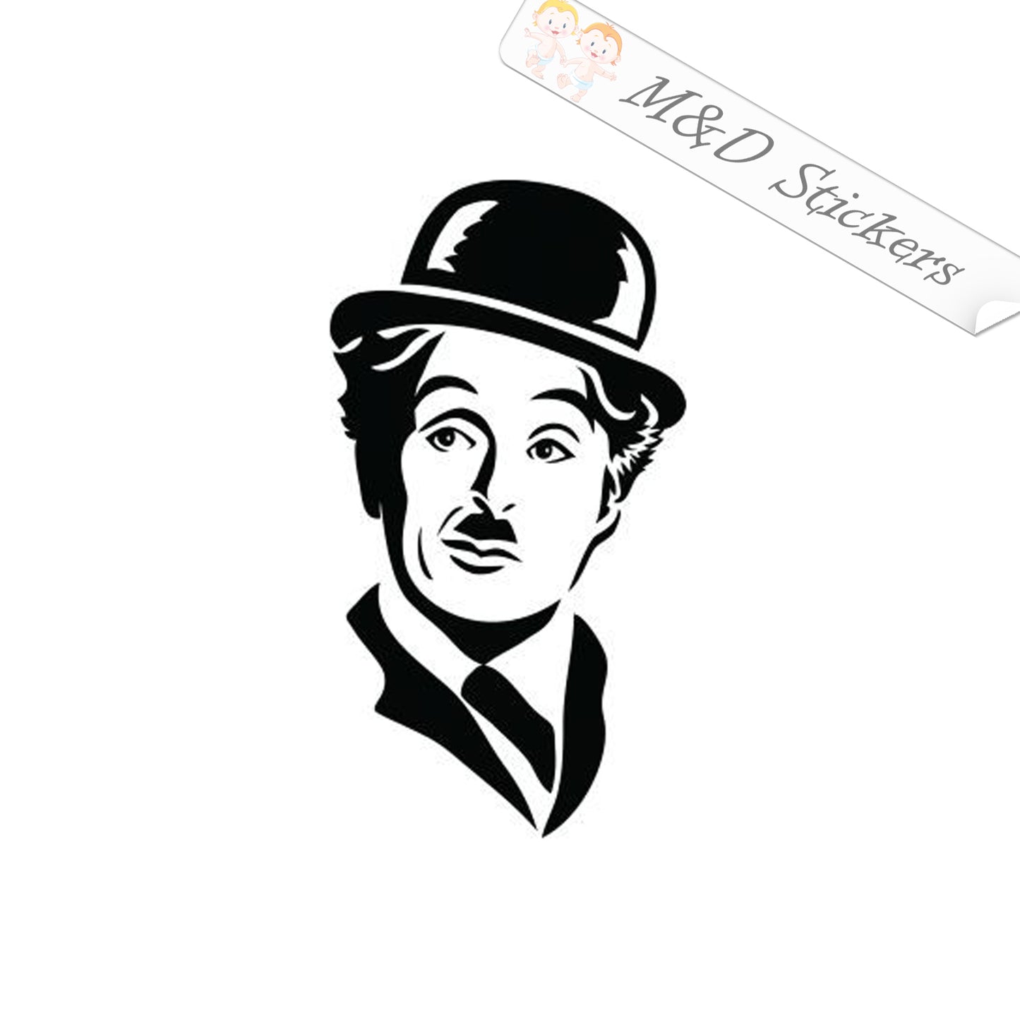 2x Charlie Chaplin Vinyl Decal Sticker Different colors & size for Cars/Bikes/Windows
