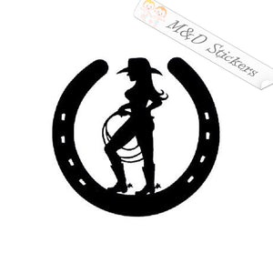 2x Cowboy Girl Vinyl Decal Sticker Different colors & size for Cars/Bikes/Windows