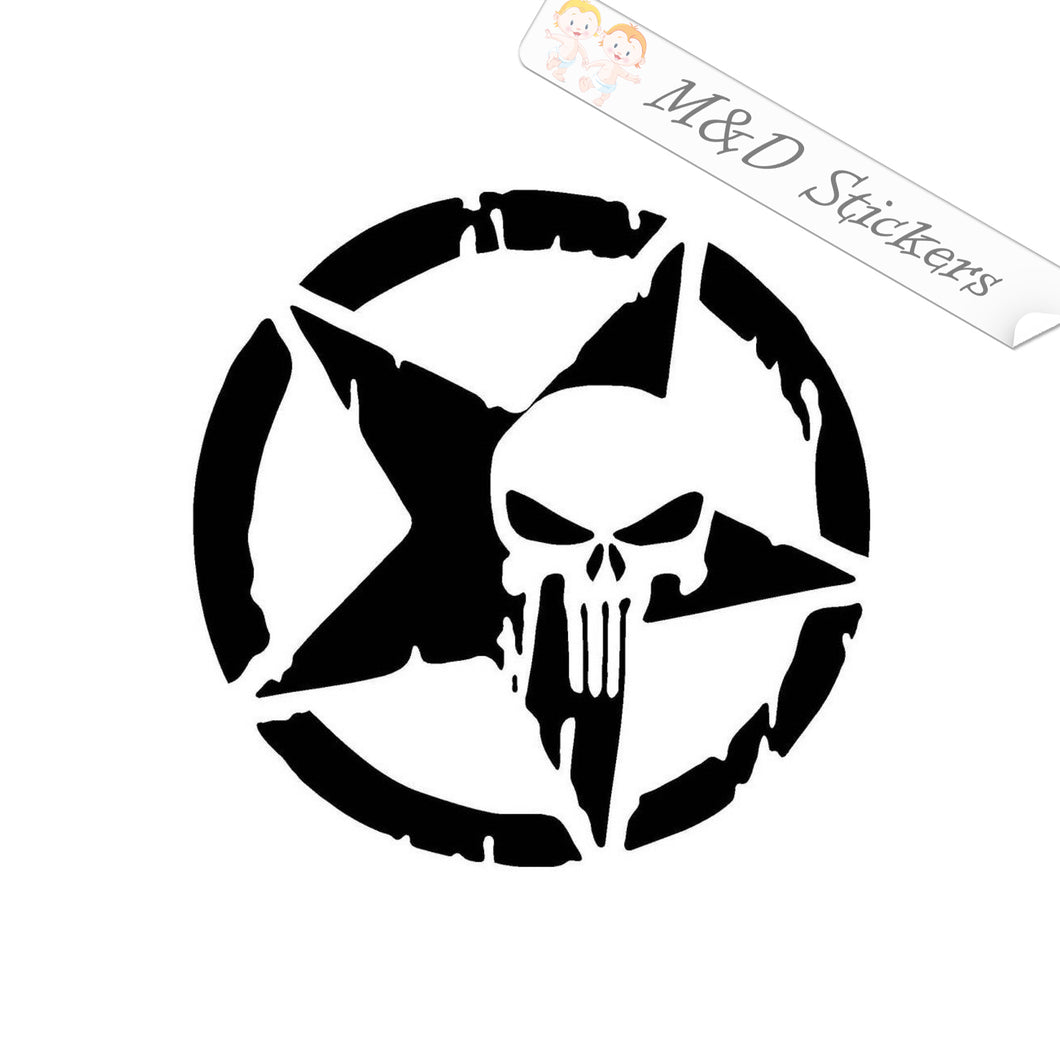 2x Punisher and star Vinyl Decal Sticker Different colors & size for Cars/Bikes/Windows