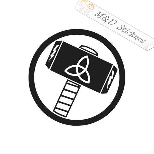 2x Thor Hammer Vinyl Decal Sticker Different colors & size for Cars/Bikes/Windows