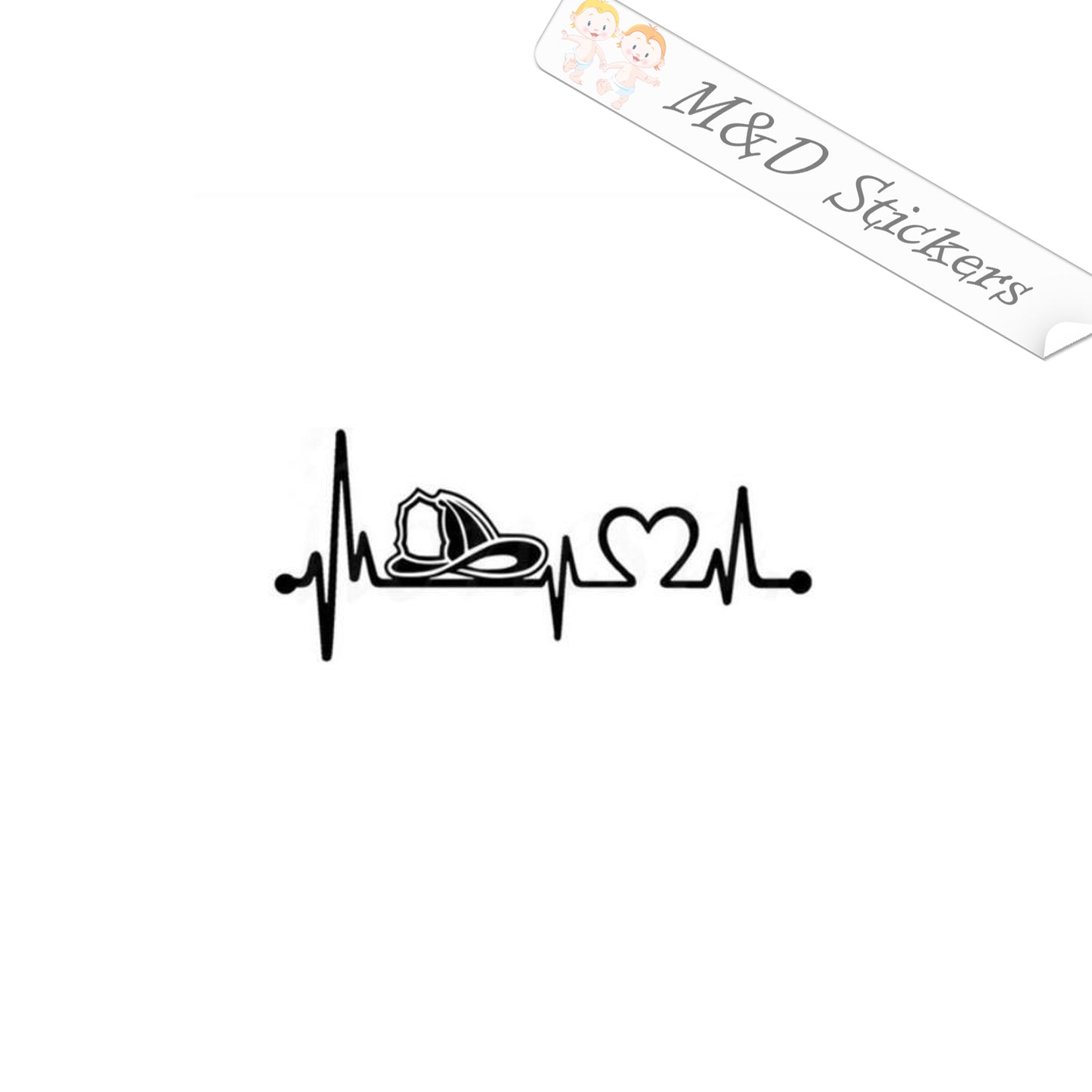 2x Firefighter pulse Vinyl Decal Sticker Different colors & size for Cars/Bikes/Windows