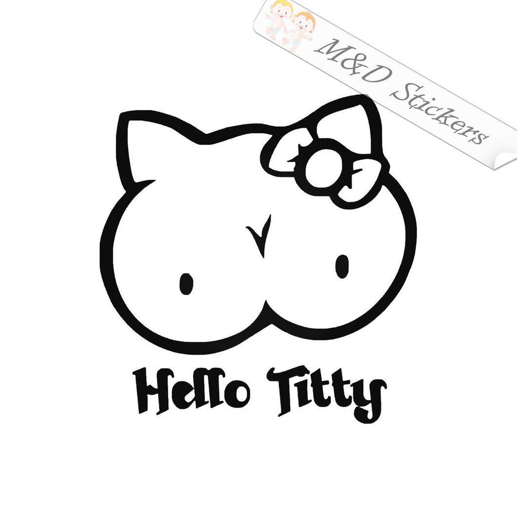2x Funny Hello Titty Vinyl Decal Sticker Different colors & size for Cars/Bikes/Windows
