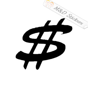 2x Dollar sign Vinyl Decal Sticker Different colors & size for Cars/Bikes/Windows
