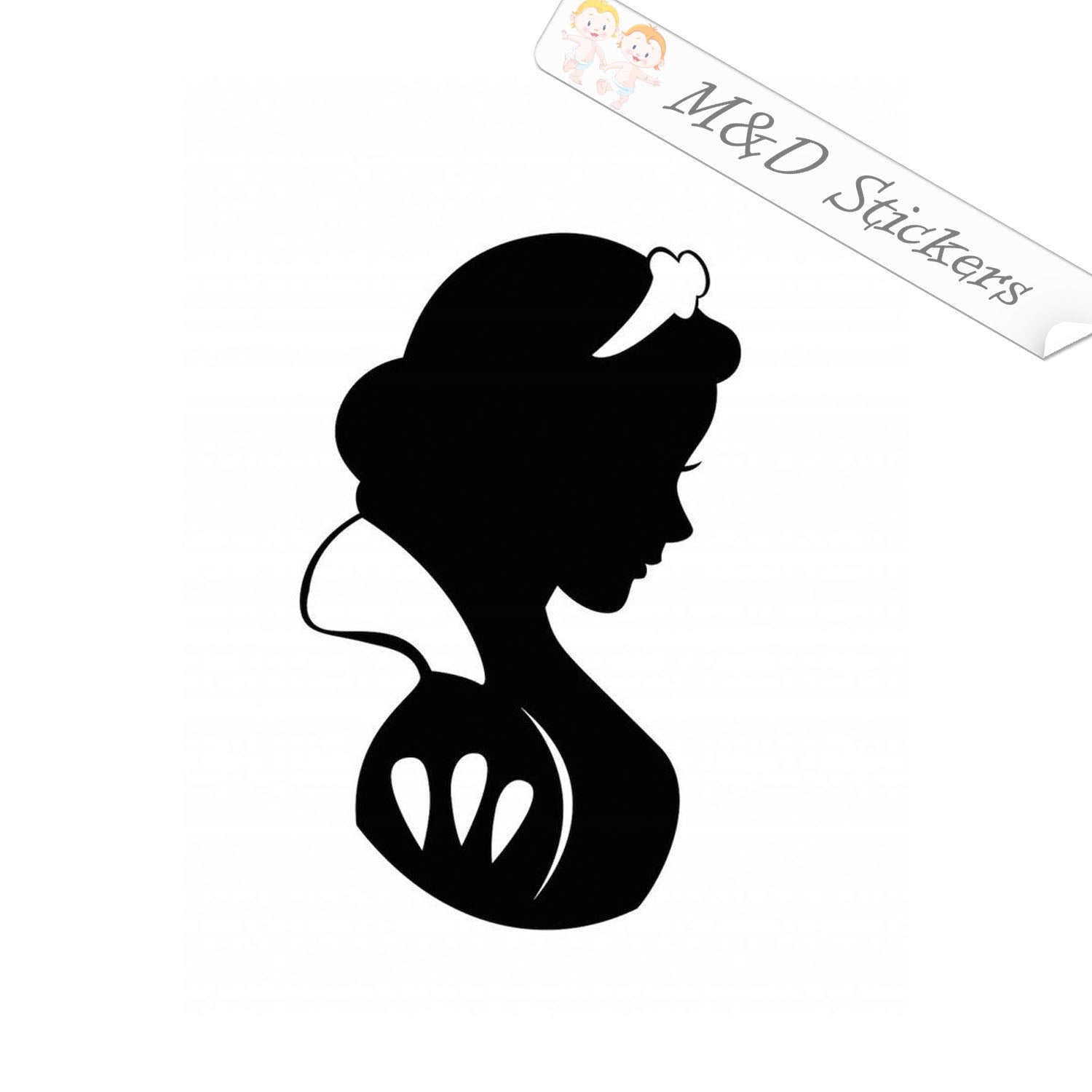 Snow White Cartoon Head Sticker Bumper Decal - ''SIZES