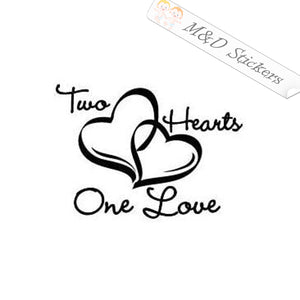 2x Two Hearts One love Vinyl Decal Sticker Different colors & size for Cars/Bikes/Windows