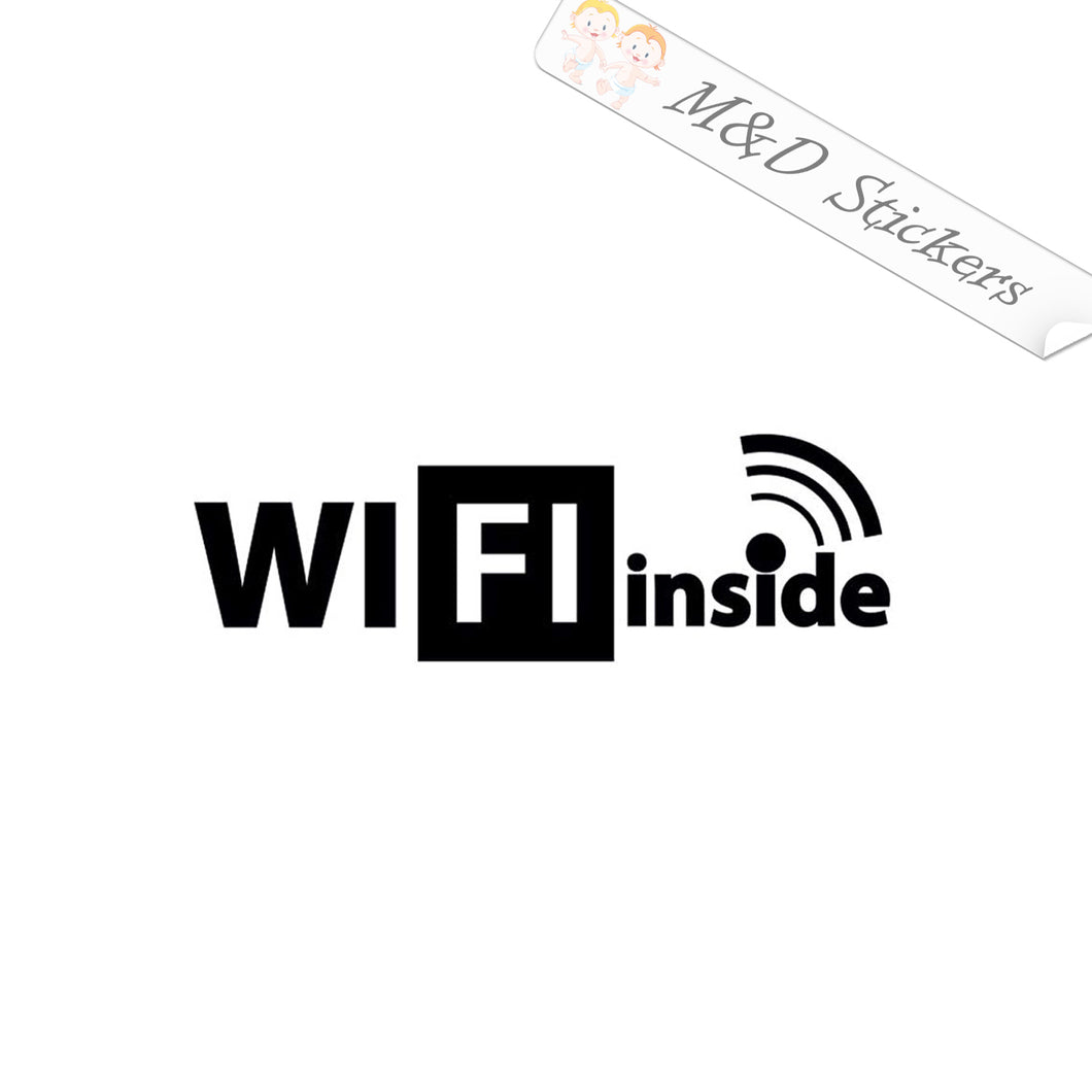 2x Wi-Fi inside sign Vinyl Decal Sticker Different colors & size for Cars/Bikes/Windows