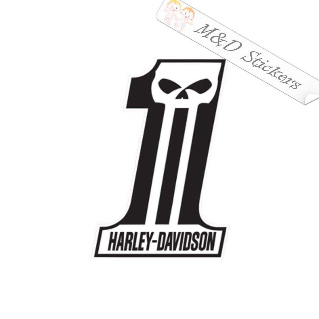 2x Harley-Davidson #1 Skull Vinyl Decal Sticker Different colors & size for Cars/Bikes/Windows