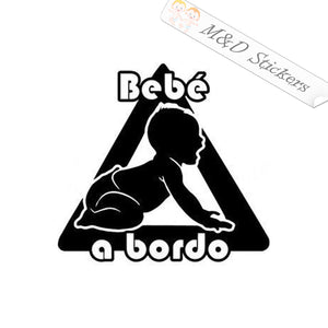 2x Baby on board Bebe a bordo Vinyl Decal Sticker Different colors & size for Cars/Bikes/Windows