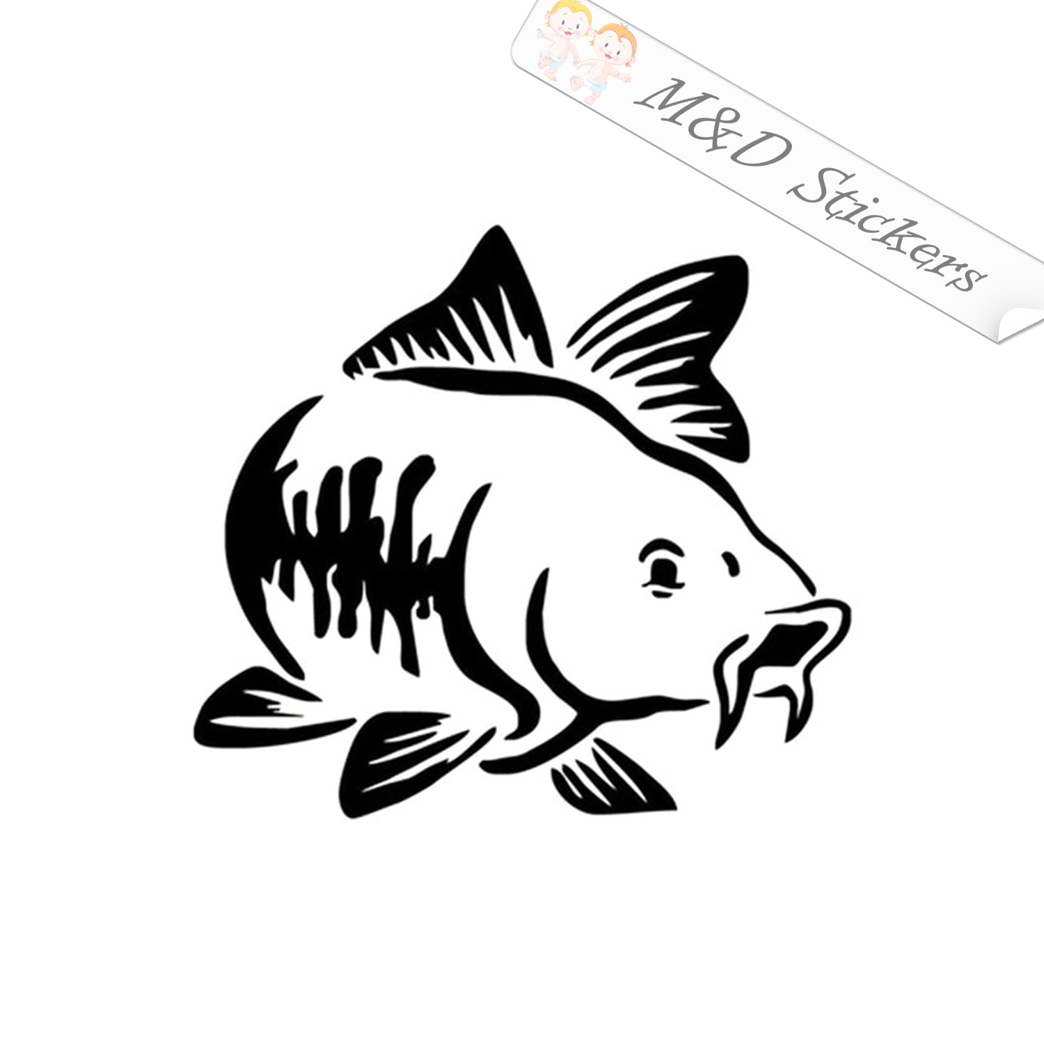 2X Cute Fish Carp Fishing Car Sticker Window Vinyl Truck Laptop