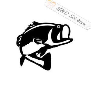 2x Largemouth bass fish Decal Sticker Different colors & size for Cars/Bikes/Windows