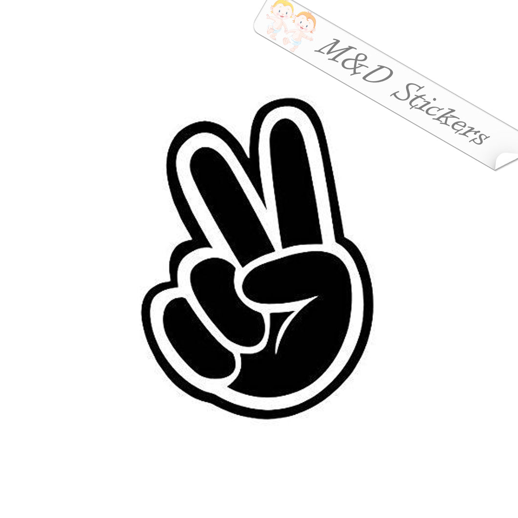 2x Peace Sign Fingers Vinyl Decal Sticker Different colors & size for Cars/Bikes/Windows