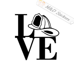 2x Firefighter - love hat Vinyl Decal Sticker Different colors & size for Cars/Bikes/Windows