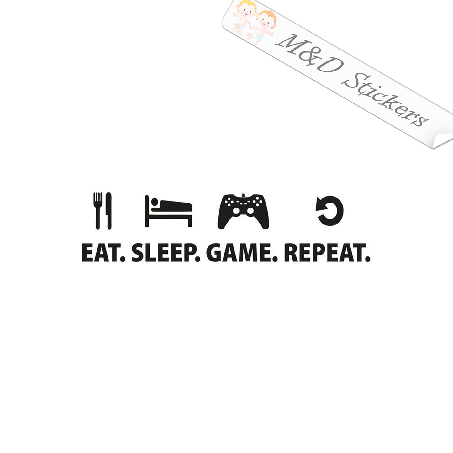 2x Eat Sleep Game Repeat Vinyl Decal Sticker Different colors & size for Cars/Bikes/Windows