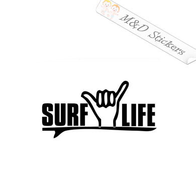 2x Surf life Shaka hand Vinyl Decal Sticker Different colors & size for Cars/Bikes/Windows