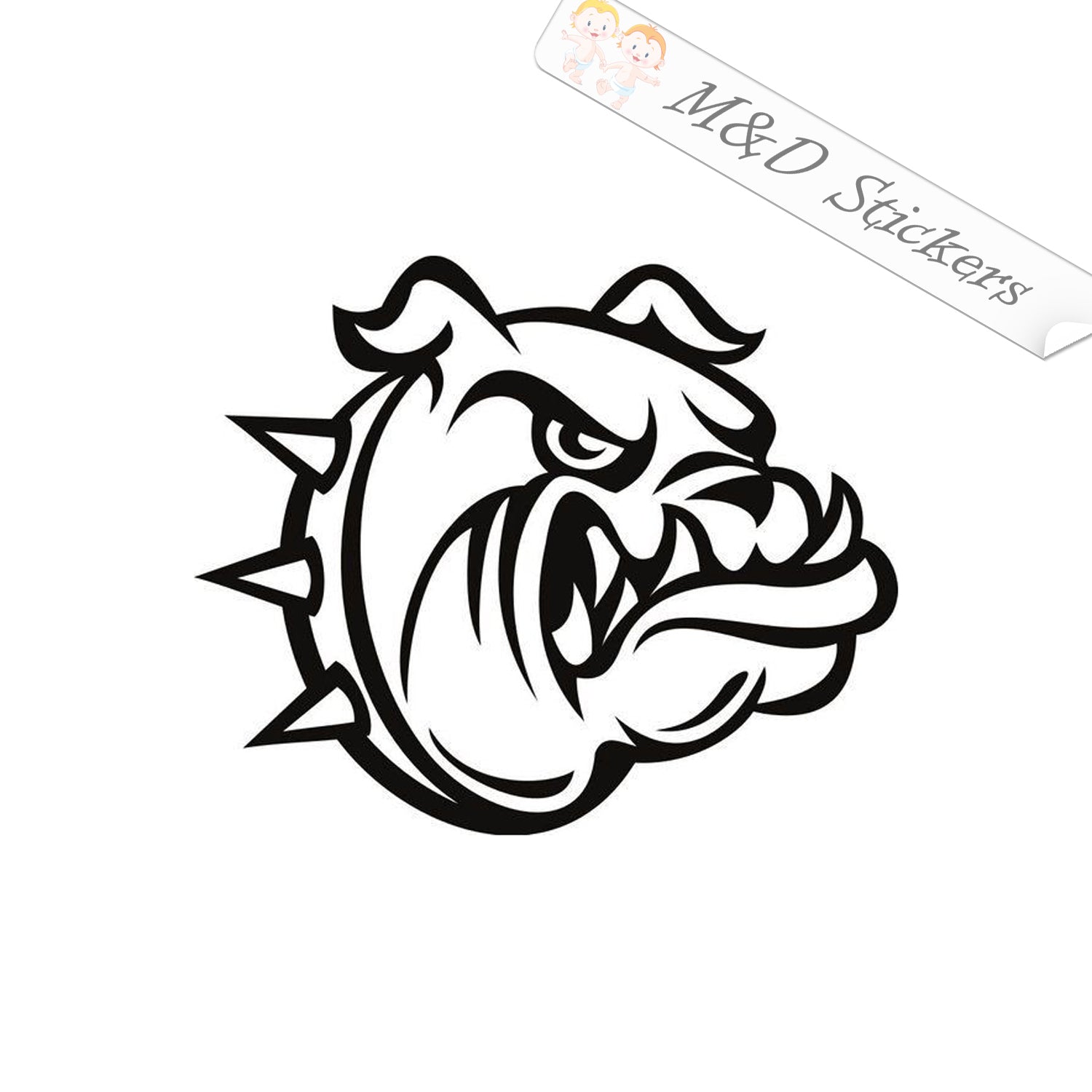 StickerTalk 5.2inx4.6in Black White Bulldog Mascot Bumper Sticker Decal Window Stickers Decals