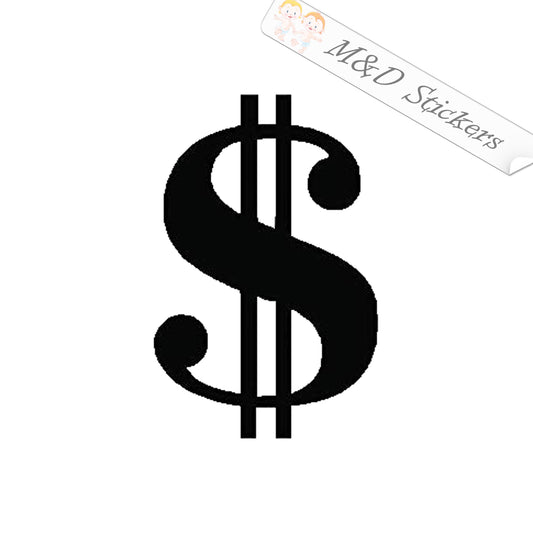 2x Dollar sign Vinyl Decal Sticker Different colors & size for Cars/Bikes/Windows