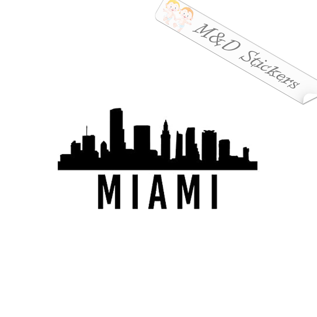 2x American Miami City Skyline Vinyl Decal Sticker Different colors & size for Cars/Bikes/Windows