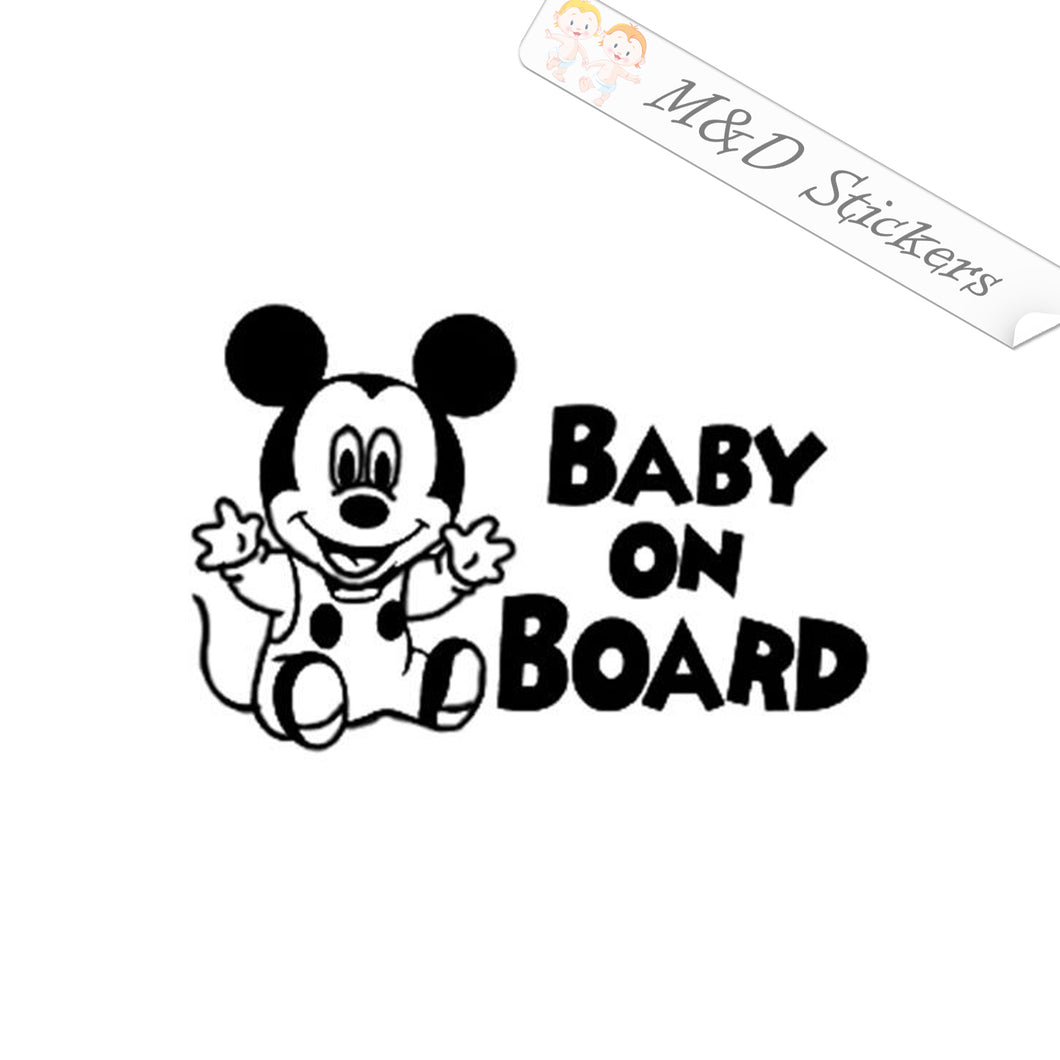 2x Mickey mouse Baby on board Vinyl Decal Sticker Different colors & size for Cars/Bikes/Windows