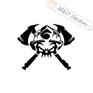 2x Firefighter axes skull Vinyl Decal Sticker Different colors & size for Cars/Bikes/Windows