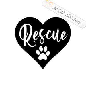 Rescue paw heart (4.5" - 30") Vinyl Decal in Different colors & size for Cars/Bikes/Windows