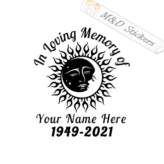 Custom In loving Memory Moon and sun (4.5" - 30") Vinyl Decal in Different colors & size for Cars/Bikes/Windows