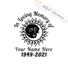 Custom In loving Memory Moon and sun (4.5" - 30") Vinyl Decal in Different colors & size for Cars/Bikes/Windows