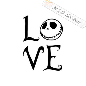 Love Jack Skellington Face (4.5" - 30") Vinyl Decal in Different colors & size for Cars/Bikes/Windows