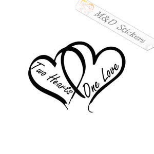 2x Two Hearts One love Vinyl Decal Sticker Different colors & size for Cars/Bikes/Windows