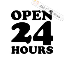 Open 24 hours (4.5" - 30") Vinyl Decal in Different colors & size for Cars/Bikes/Windows
