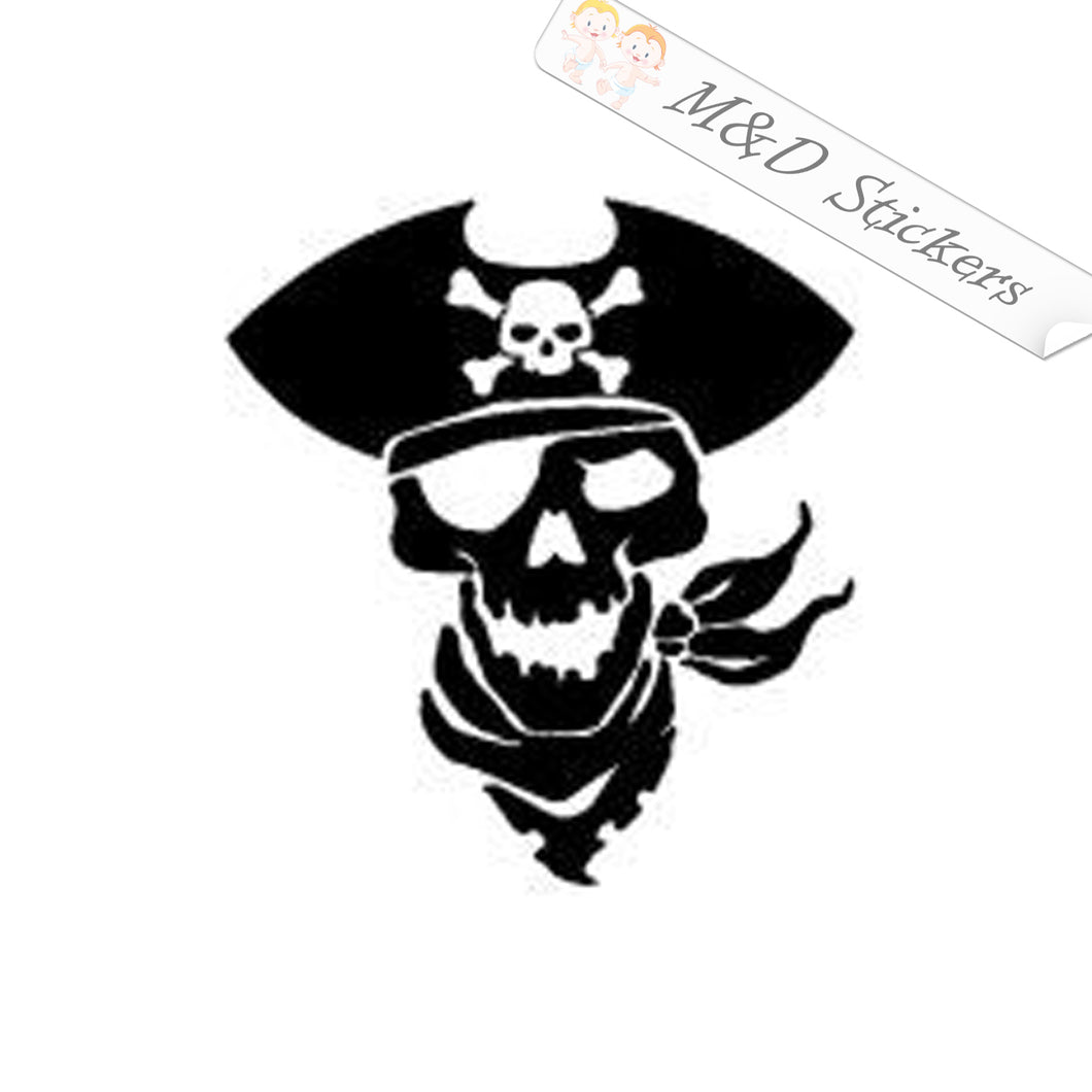 2x Pirate Skull Vinyl Decal Sticker Different colors & size for Cars/Bikes/Windows