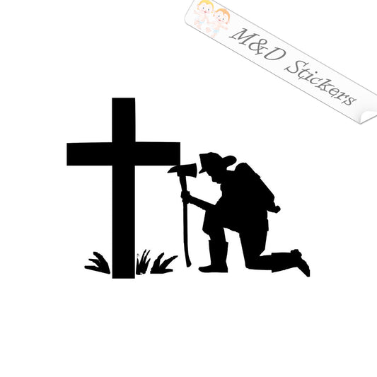 2x Kneeling Firefighter Vinyl Decal Sticker Different colors & size for Cars/Bikes/Windows