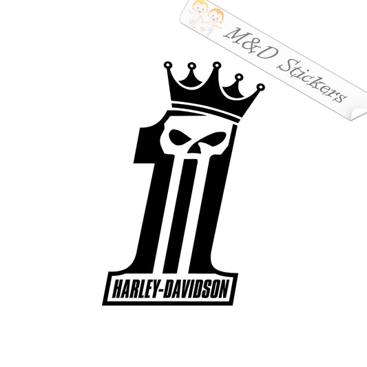 Harley-Davidson #1 Skull Crowned (4.5" - 30") Vinyl Decal in Different colors & size for Cars/Bikes/Windows