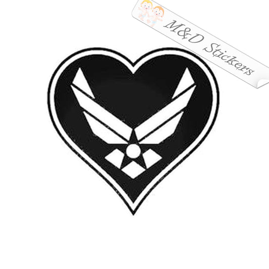 US Air Force Heart (4.5" - 30") Vinyl Decal in Different colors & size for Cars/Bikes/Windows