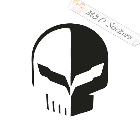Chevrolet Corvette Racing Skull (4.5" - 30") Vinyl Decal in Different colors & size for Cars/Bikes/Windows