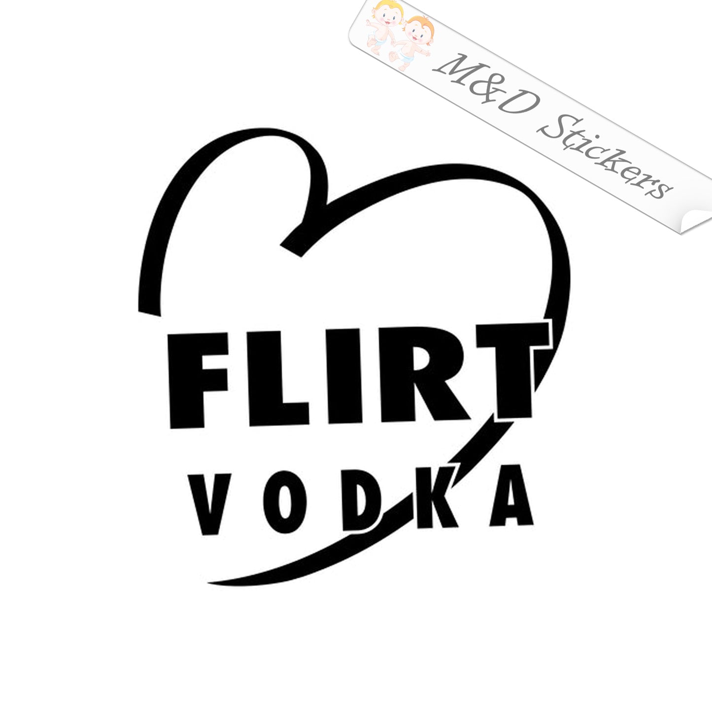 Flirt Vodka Logo (4.5" - 30") Vinyl Decal in Different colors & size for Cars/Bikes/Windows
