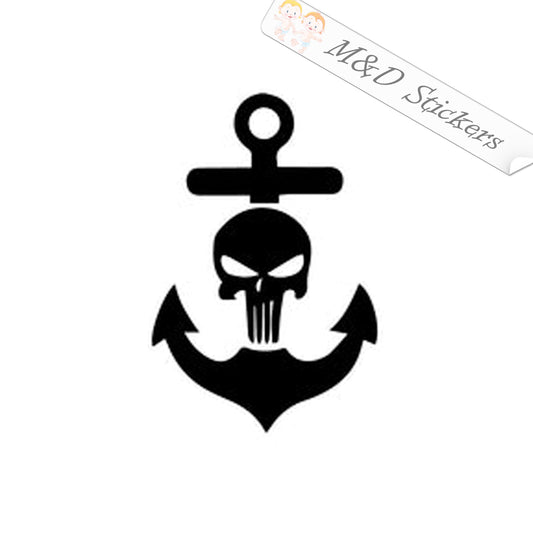 Navy Anchor Skull (4.5" - 30") Vinyl Decal in Different colors & size for Cars/Bikes/Windows