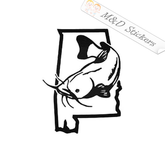 Alabama State Shape Catfish (4.5" - 30") Vinyl Decal in Different colors & size for Cars/Bikes/Windows