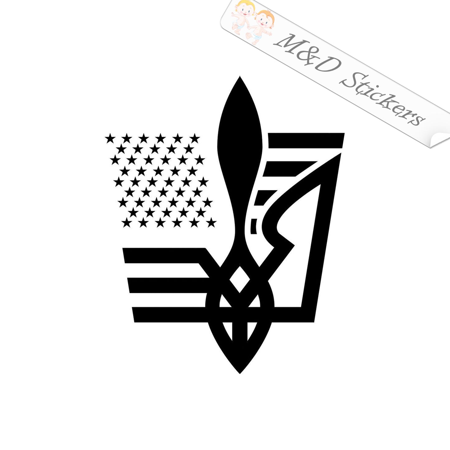 Ukrainian American Trident (4.5" - 30") Decal in Different colors & size for Cars/Bikes/Windows