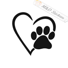 Paw Love Heart (4.5" - 30") Vinyl Decal in Different colors & size for Cars/Bikes/Windows